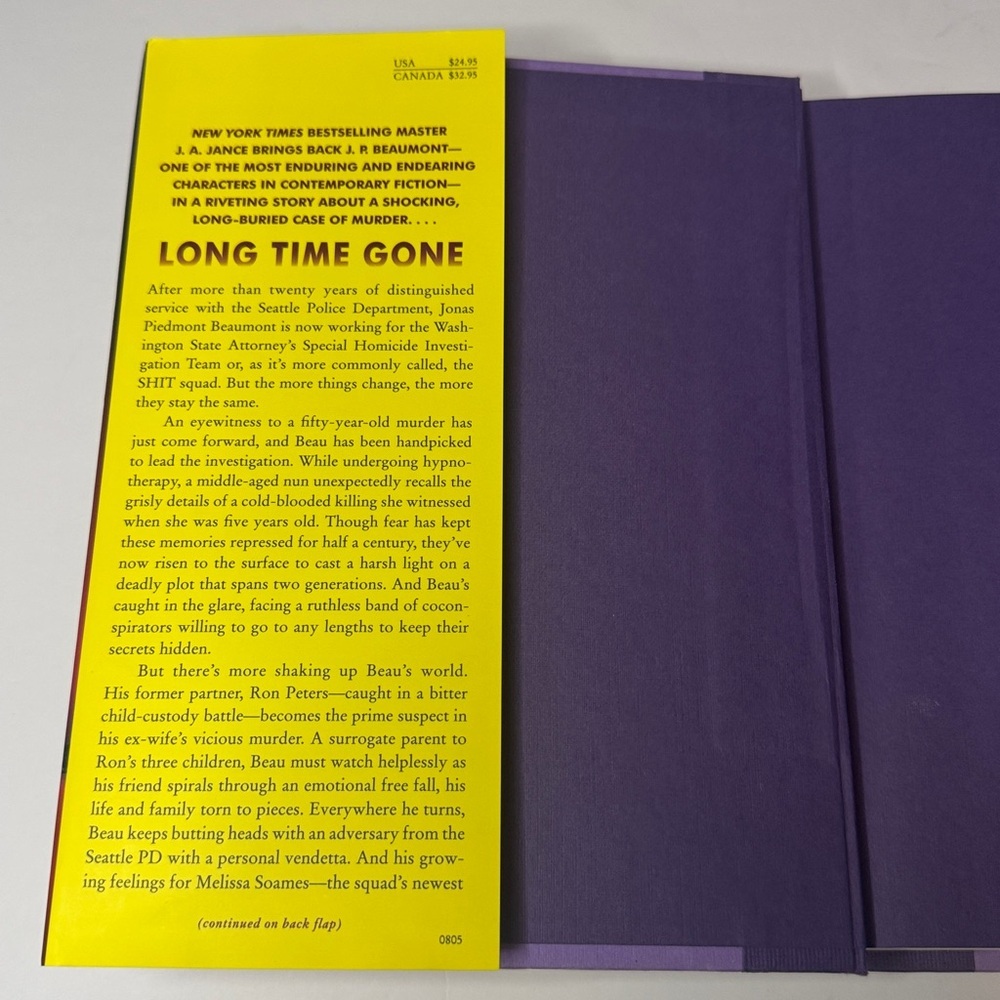 Long Time Gone by J.A. Jance Hardcover Mystery Novel, Book, 2005 - Picture 4 of 10